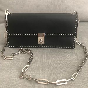Valentino black clutch with chain